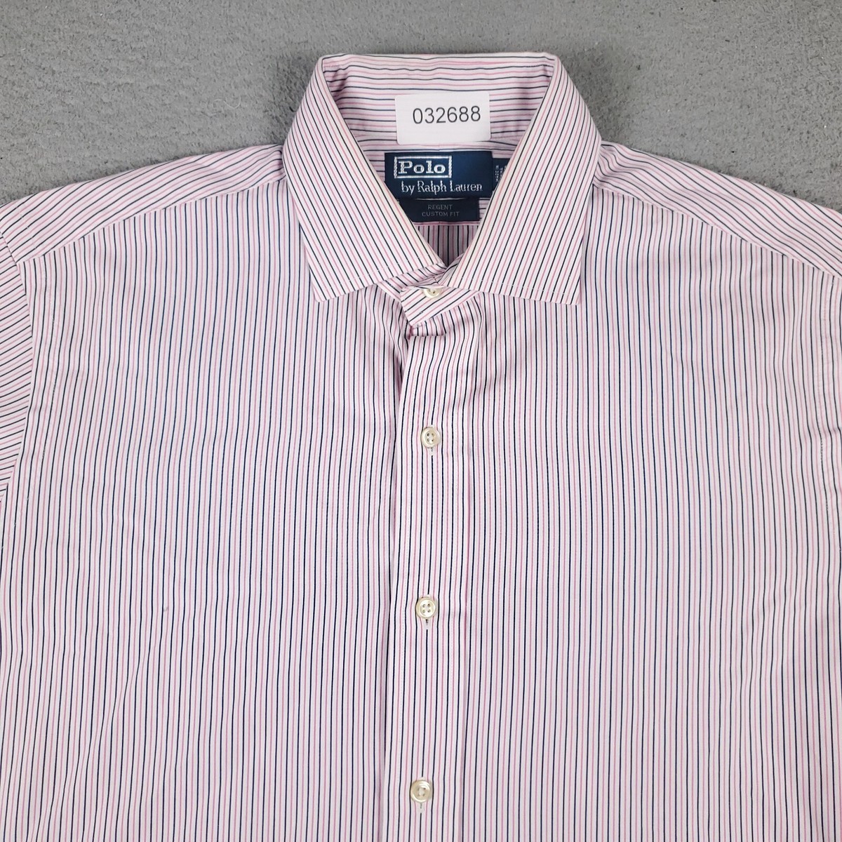 Ralph Lauren Shirt Mens 17 Pink Blue Dress Button Up Short Sleeve