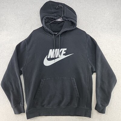 Nike MEN Size L SPORTSWEAR FLEECE GRAPHIC HOODIE BLACK GRAY CU4373-010