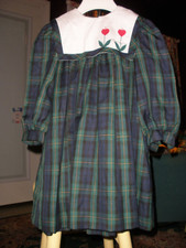 Vintage 80s Jayne Copeland Tartan Plaid Dress Appliqued Collar Size 5