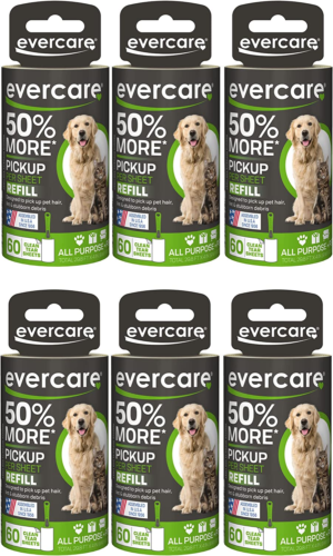 Evercare Extra Sticky Pet Lint Roller Refill 60 Sheets, 6-Pack - Picture 1 of 6