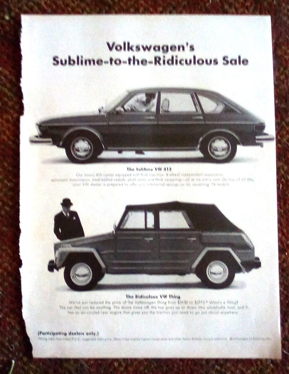 1974 Volkswagen VW 412 & Thing Cars - Sublime To Ridiculous Sale