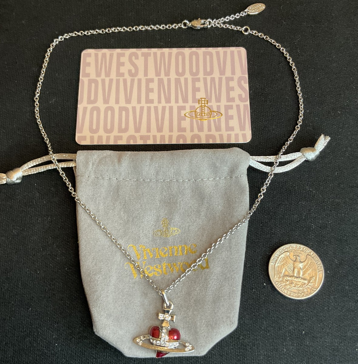 Vivienne Westwood nana small red saturn DIAMANTE HEART ORB