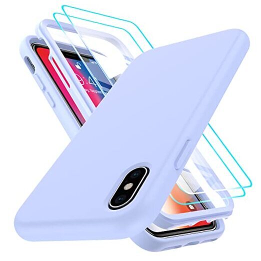 for iPhone X Case, iPhone Xs Case, iPhone 10 Case with 2 Pack Tempered Violet