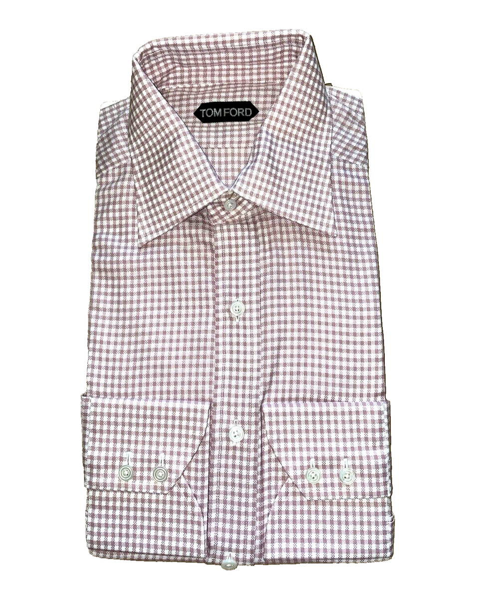 $585 NWT TOM FORD Mauve check Point Collar 2 button cuffs 16 eu41 dress shirt | eBay $585 NWT TOM FORD Mauve check Point Collar 2 button cuffs 16 eu41 dress shirt | eBay
