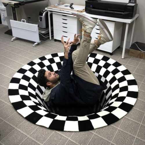 3D Printed Round Vortex Illusion Floor Door Mat Anti-slip Living Room Rug Carpet - Picture 1 of 19