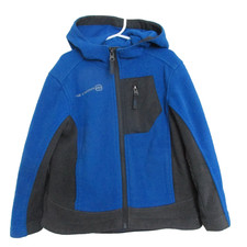Free Country Hooded Zip Front Fleece Jacket Boys Size 4 Blue Long Sleeve Coat