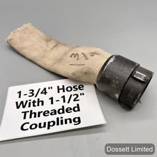 Vintage 1-3/4" Fire Hose With 1-1/2" Action Threaded Coupling USA Industrial