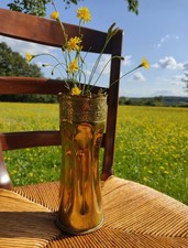 Vintage Obus d'Artillerie Vase Décoratif Laiton Cuivre   Douille d'Obus