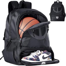 Basketball Bag Backpack for Men Women with Ball Shoes One Size, TK8Black