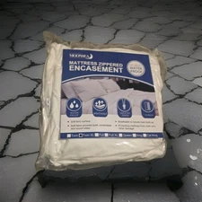 NIP XL Zippered Mattress Encasement Protector Box Spring Cover 6-Side Waterproof