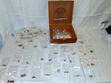 Sterling & Pewter Mixed Lot Charms & Pendants in Wooden Box Silver