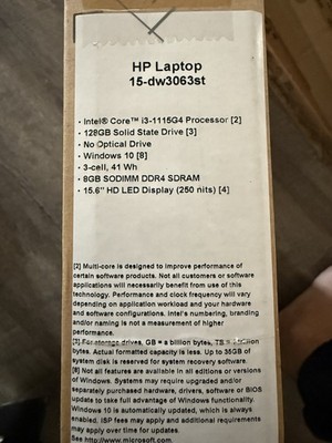Hp 15-dw3063st 15.6'' Hd Laptop Intel I3-1115g4 8gb Ddr4 128gb Ssd