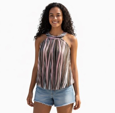 NWOT Heart Soul Women's Sleeveless Midriff Key Hole Back Pleated Top Size XL
