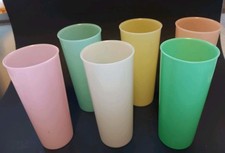 Vintage Set of 6 Tupperware Pastel Color Cups 107 - 16 oz.