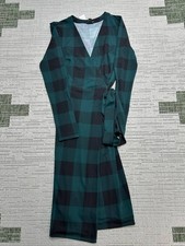 Ann Taylor Dress Womens 00 Green Black Wrap Blouson New