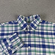 Brooks Brothers Shirt Mens Medium Plaid The Original Polo Button Down Casual
