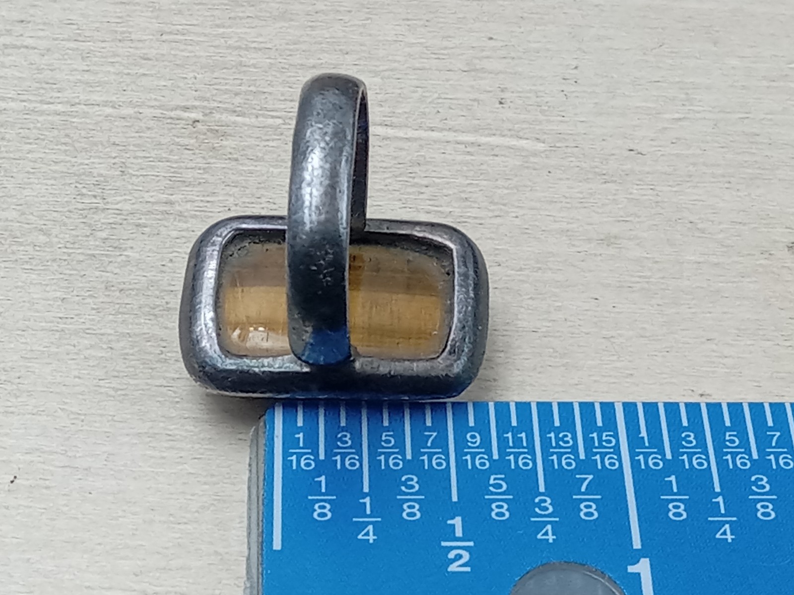 Sterling Silver Ring w. Rectangular Cabochon Tige… - image 12