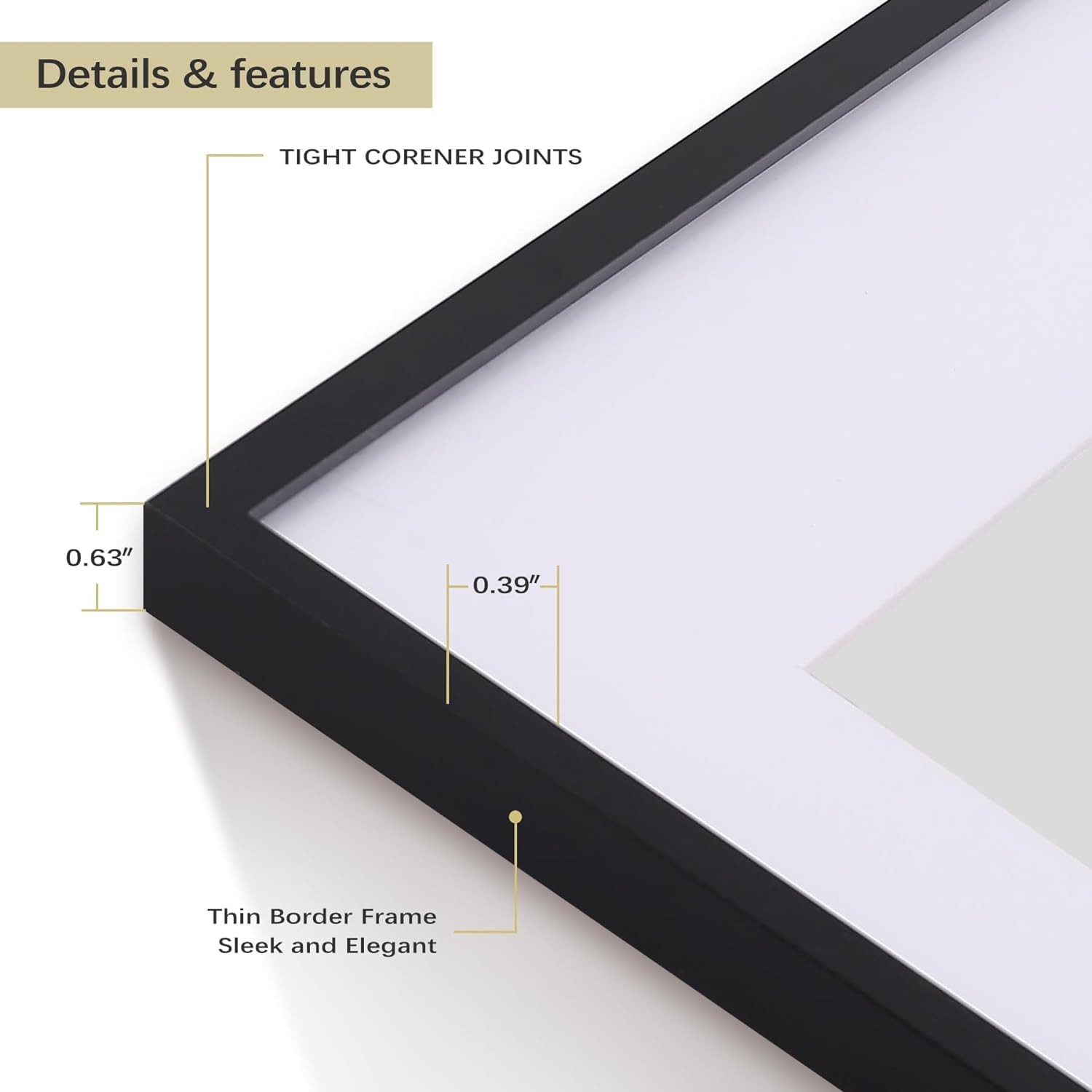 , 13x19 Picture Frame Set of 3, Black Thin Border, Display Photo 11x17 ...