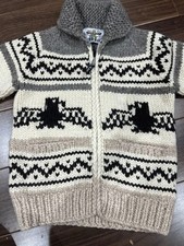 KANATA Cowichan Knit Sweater Eagle Virgin Wool 100 Made in Canada