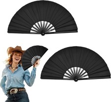 2 Pcs Boots on The Ground Fan, Large Folding Hand Fan for Line Dancing