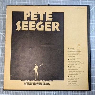 Pete Seeger Sings + Answers Questions 2 LP box set 1968 Broadside BRS 502 VG+