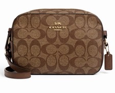 Coach Brown Logo Shoulder Bag Adjustable Strap Gold Hardware Classic Women