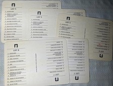 Scattergories 1988 Category Lists Cards 5-8 Replacement Set Vintage MB