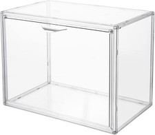 Acrylic Display Case with Magnetic Door, Stackable Dustproof Storage Box for