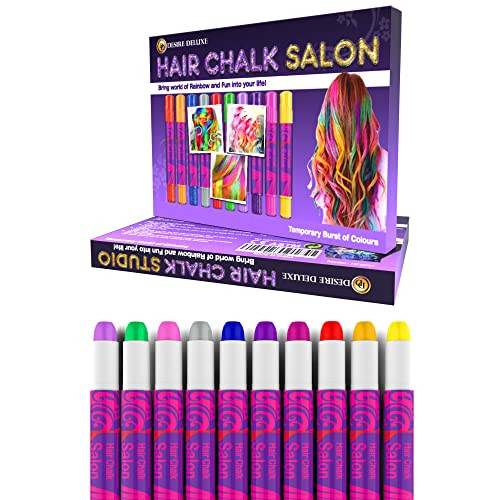 Hair Chalk for Girls Makeup Kit of 10 Temporary Colour Pens Gifts, Great Toy - Picture 3 of 8