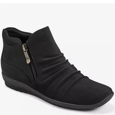 Easy Spirit Size 5 Black Aleta Ruched Ankle Boots NEW $89 Comfort Women