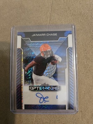 2025 LEAF OPTICHROME Ja’Marr CHASE AUTO 1/1 SP BLUE SHIMMER BENGALS 🔥⭐️📈 MINT!