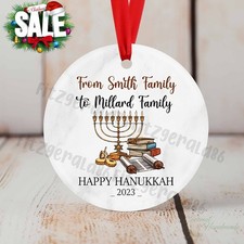 Happy Hanukkah Ornament, Hanukkah Jewish Holiday Ornament, Personalized Famil...
