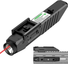 TOUGHSOUL 1450 Lumens Dual Rail Tactical Flashlight with Red/Green Laser Sight