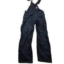 Berne Double Knee Bib Overalls Men's 38x32.5 Tag 40x34 Black Work Carpent Marks 