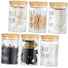 6 Pcs Apothecary Jars Glass Jars with Lids for Bathroom Holder Glass Cotton