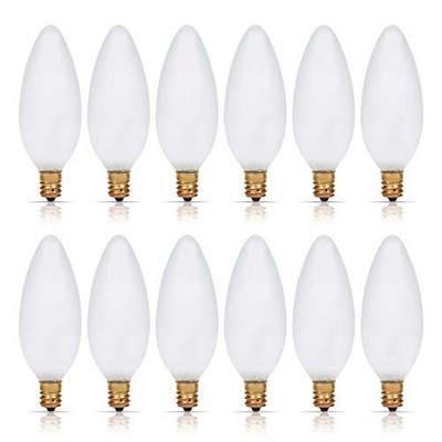 Candelabra Torpedo Frosted B10 40W E12 Base (12 Pack) Decorative 40.0 Watts