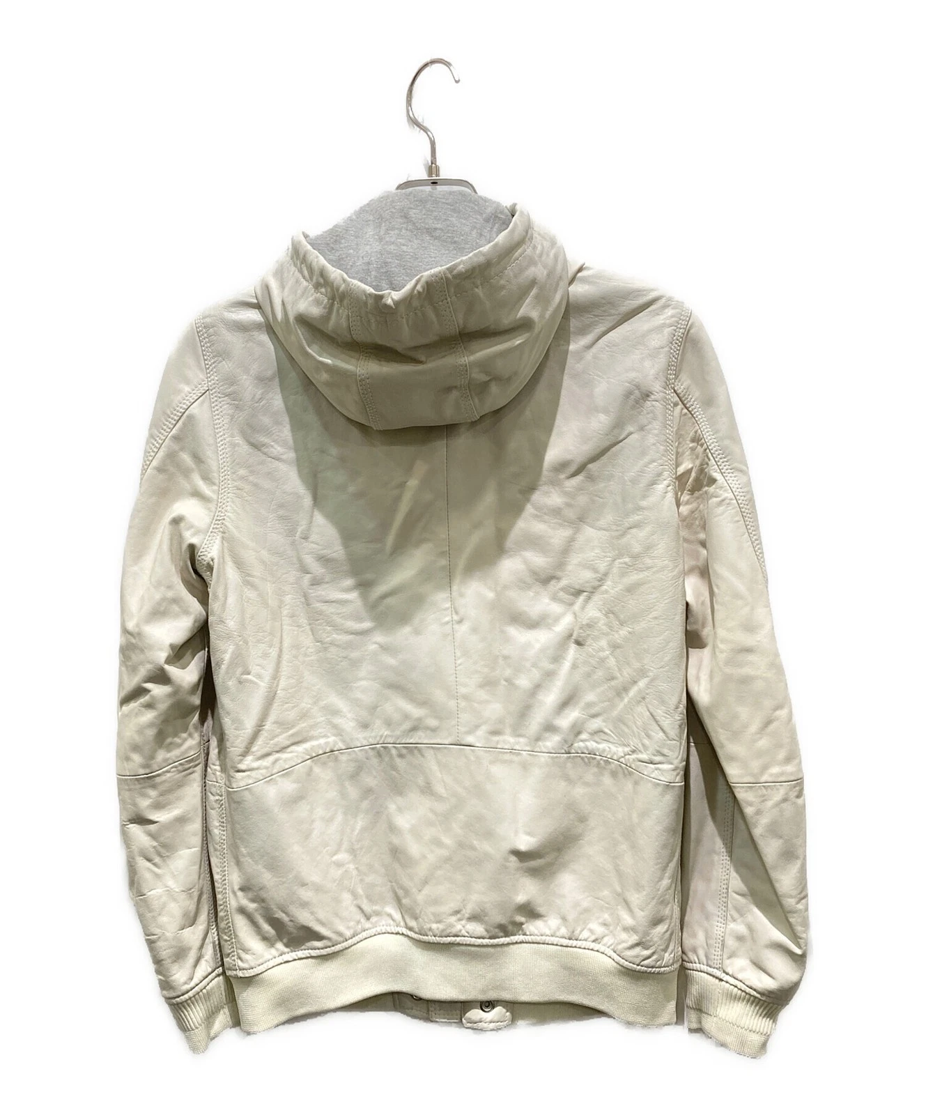 Diesel Processed Hooded Leather Jacket Men's Size S White image 2