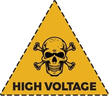 StickerJet Danger High Voltage Sticker – Safety Warning Sign (4"x4", Pack of 4)