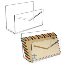 Clear Organizer -2PCS Acrylic Vertical File and Letter Holder for Desk Lightw
