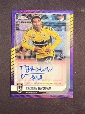 2025 Topps Chrome MLS Purple Wave /75 Tristan Brown RC AUTO Columbus Crew