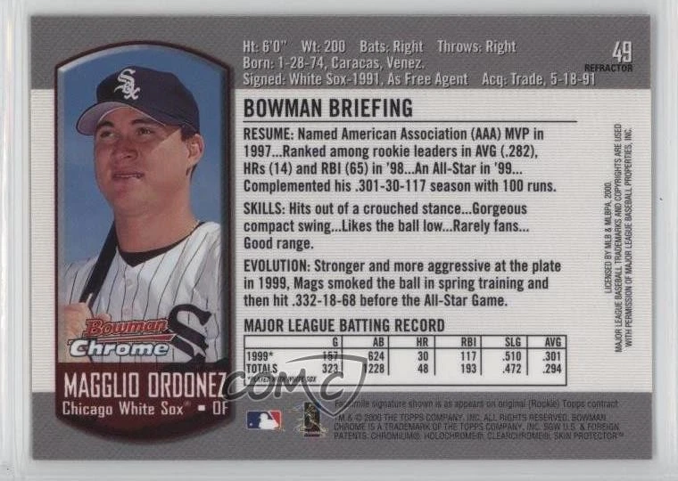 2000 Bowman Chrome Refractor Magglio Ordonez #49 - Image 2 of 2