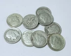LOT OF  10 ROOSEVELT SILVER DIMES 90% SILVER ALL 1950's #6375
