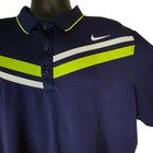 Nike Golf Sport Dri-Fit Polo Shirt Athletic Fit Navy Blue Neon Striped Mens Xxl
