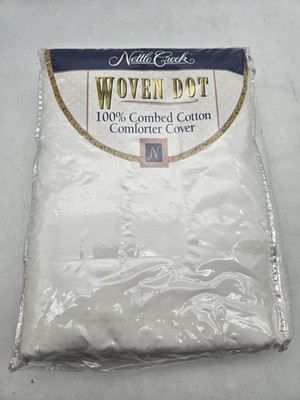 Nettle Creek Woven Dot 100% Combed Cotton Comforter Full/ Queen Size Cover NWT