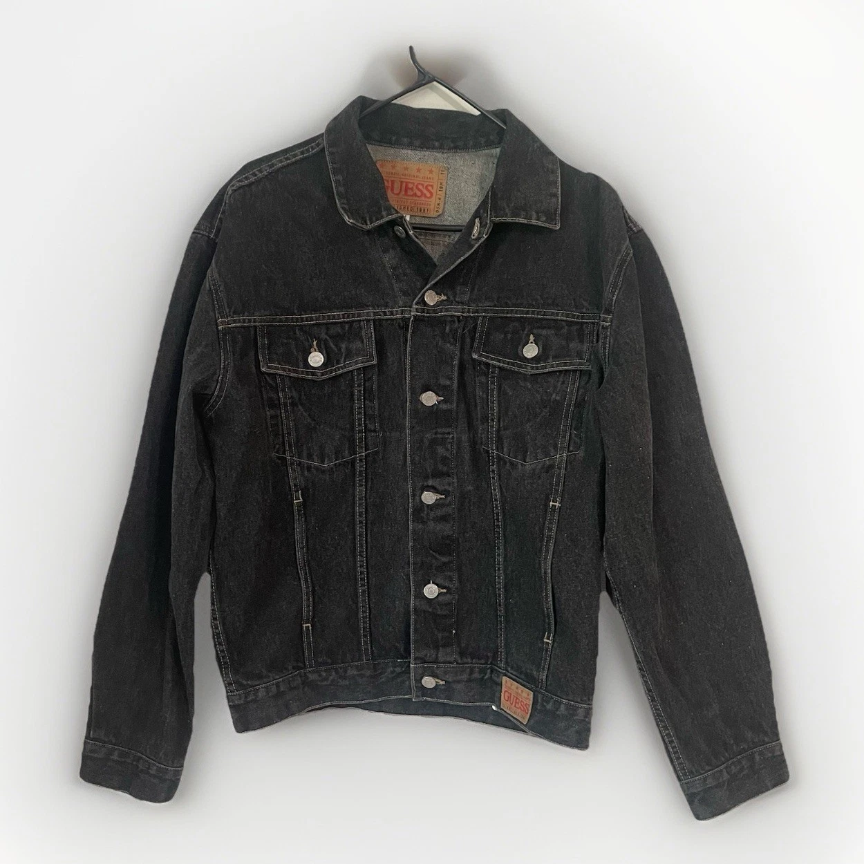 Guess Denim Jacket Vintage Men’s Medium Made In The USA Black Button Up 39807