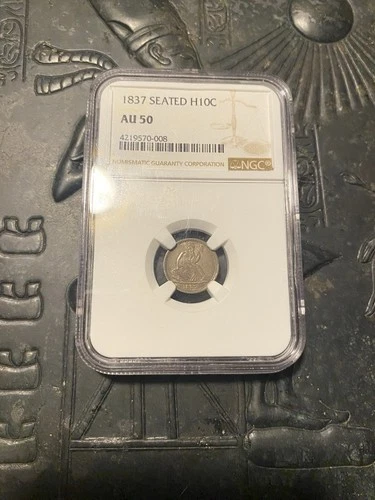 1837 Seated Liberty Half Dime No Stars NGC AU 50 Philadelphia Silver Coin