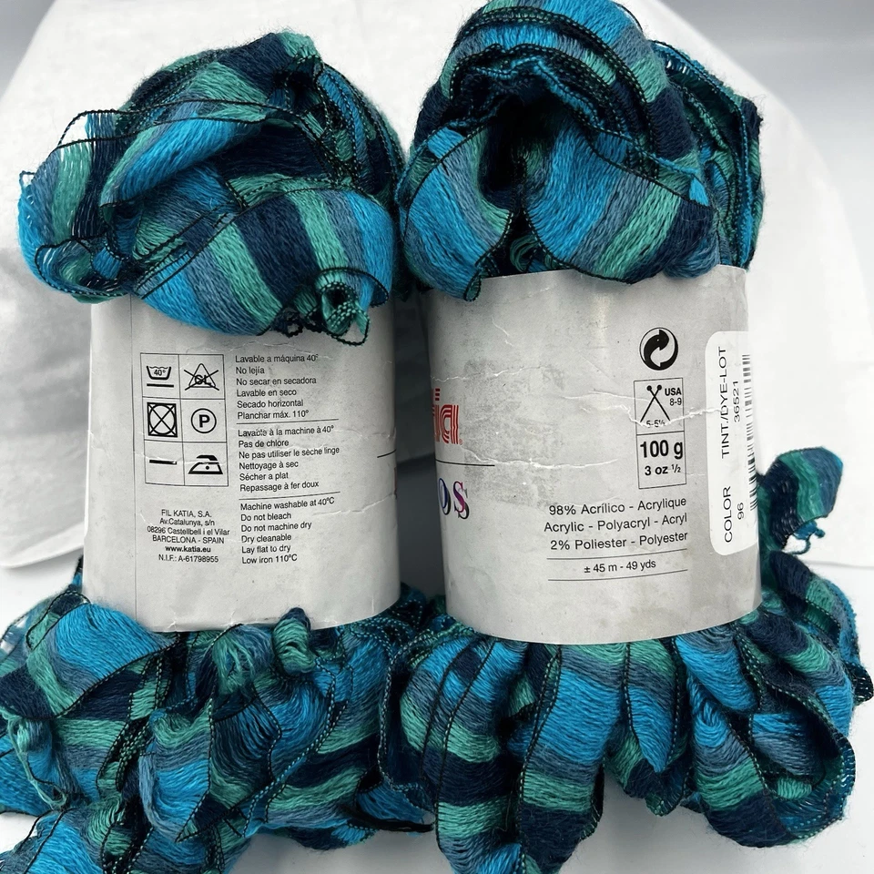 Katia Rizos verde azulado verde marino 100 g madeja lote de 2 hilos España 49 yardas cada uno mismo lote Foto 3 de 4