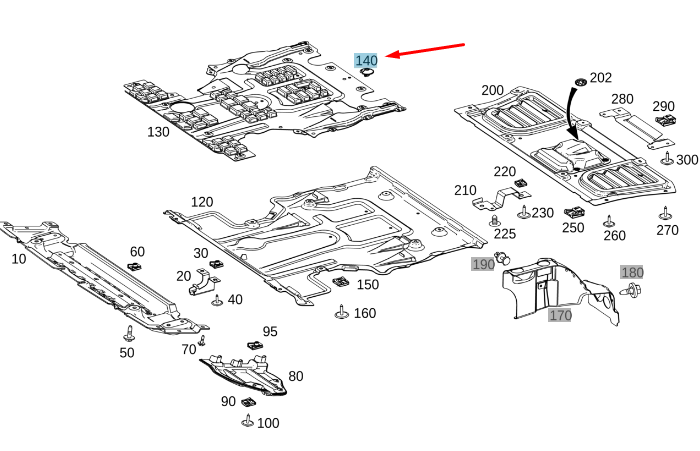 MERCEDES-BENZ GLE W167 Underbody Insulation Mounting A0009987903 
