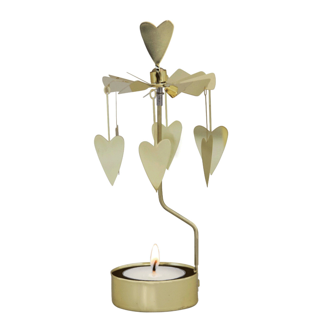 Spinning Candleholder Tea Light Candle Heart Gold Gifts