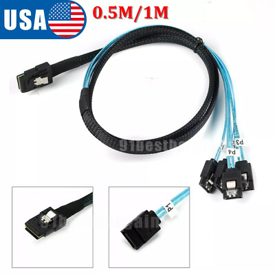 Mini SAS SFF-8087 to 4 SATA HD Breakout Cable for HP 779134-001 H240 hba card